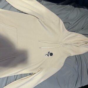 Men's Cream Hoodie with Rose Embroidery